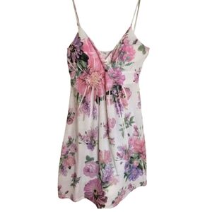 equipe Floral Cream Pink Spaghetti Strap Summer Dress Size Small